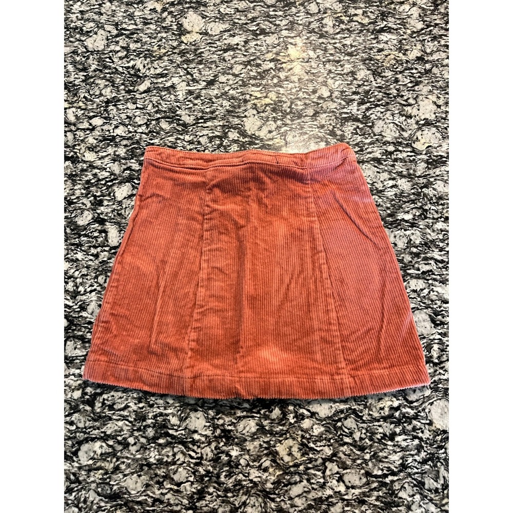 Forever 21‎ Corduroy Mini Skirt Burnt Orange Button Front A-Line Size Medium